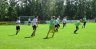 Rønnebærholdet i hvide trøjer i kamp mod Charles Eagles under Glud Værtshusfodbold 2013