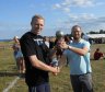 Anders Juul modtager topscorerpokalen fra sidste års vinder Brian ved Havnefestfodbolden 2013